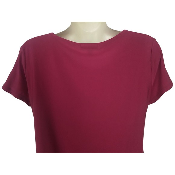 Elementz Womens Shirt Small S Rosette Floral Short Sleeve Dark Pink Stretch Euc - Picture 5 of 8